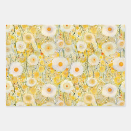 Gele Wildflower Bloempatronen Happy Fun Inpakpapier Vel