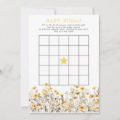 Gele Wildflower Boho Baby shower Bingogame Kaart (Voorkant)