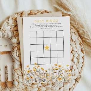 Gele Wildflower Boho Baby shower Bingogame Kaart