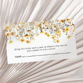 Gele Wildflower Boho Baby shower Luier Raffle Informatiekaartje