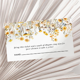 Gele Wildflower Boho Baby shower Luier Raffle Informatiekaartje