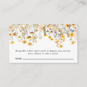 Gele Wildflower Boho Baby shower Luier Raffle Informatiekaartje (Voorkant)