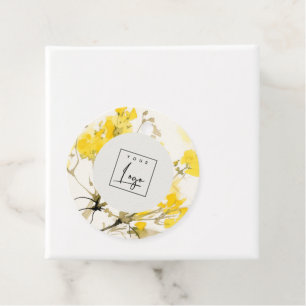 Gele Wildflower Boho Bloemen Bedrijf Logo Bedankjes Labels