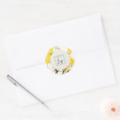 Gele Wildflower Boho Bloemen Bedrijf Logo Ronde Sticker (Envelop)