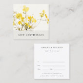 Gele Wildflower Boho Bloemen Cadeaubon Vierkante Visitekaartje (Voorkant / Achterkant)