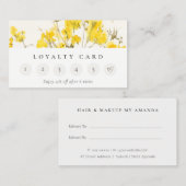 Gele Wildflower Boho Floral 6 Punch Loyaliteit Visitekaartje (Voorkant / Achterkant)
