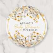 Gele Wildflower Boho Waterverf Baby shower Bedankjes Labels (Achterkant)