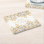Gele Wildflower Boho Waterverf Baby shower Kartonnen Onderzetters (Schuin)