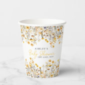 Gele Wildflower Boho Waterverf Baby shower Papieren Bekers (Voorkant)