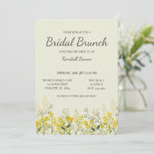 Gele Wildflower Bridal Brunch Uitnodiging (Staand voorkant)