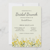 Gele Wildflower Bridal Brunch Uitnodiging