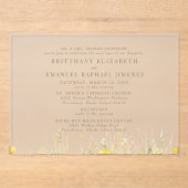 Gele Wildflower Bruid Ouders 2 Locatie Bruiloft II Acryl Uitnodigingen (Voorkant)