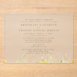 Gele Wildflower Bruid Ouders 2 Locatie Bruiloft II Acryl Uitnodigingen