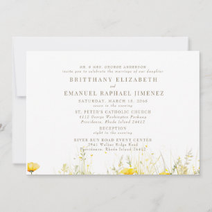 Gele Wildflower Bruid Ouders 2 Locatie Bruiloft II Kaart