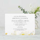 Gele Wildflower Bruid Ouders 2 Locatie Bruiloft Kaart (Staand voorkant)