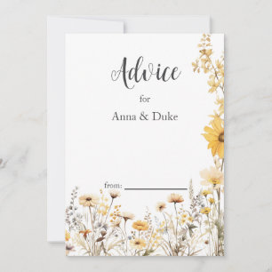 Gele Wildflower bruiloft Advieskaart