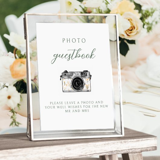 Gele wildflower bruiloft foto gastenboek teken poster