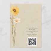 Gele Wildflower bruiloft Informatiekaartje (Achterkant)