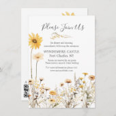 Gele Wildflower bruiloft Informatiekaartje (Voorkant / Achterkant)