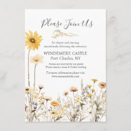 Gele Wildflower bruiloft Informatiekaartje