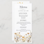 Gele Wildflower bruiloft Menu (Voorkant / Achterkant)