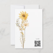 Gele Wildflower bruiloft RSVP Kaartje (Achterkant)