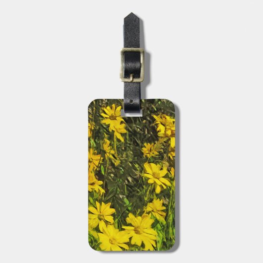 Gele Wildflower Daisies Abstract Bagagelabel (Voorkant verticaal)