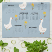 Gele Wildflower en Gans 2026 Kalender - Blauw Theedoek (Gevouwen)