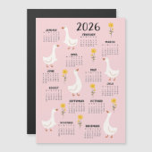 Gele Wildflower en Gans 2026 Kalender - Roze (Voorkant / Achterkant)