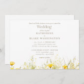 Gele Wildflower Kleurrijke Gouden Tekst Bruiloft I Kaart (Voorkant / Achterkant)