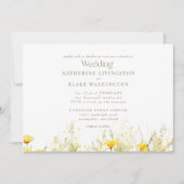 Gele Wildflower Kleurrijke Gouden Tekst Bruiloft Kaart (Voorkant)