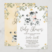 Gele Wildflower Koe Kalf Baby shower Kaart (Voorkant / Achterkant)