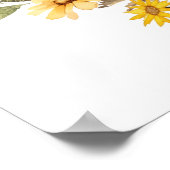Gele wildflower krans bruiloft zitgrafiek poster (Hoek)