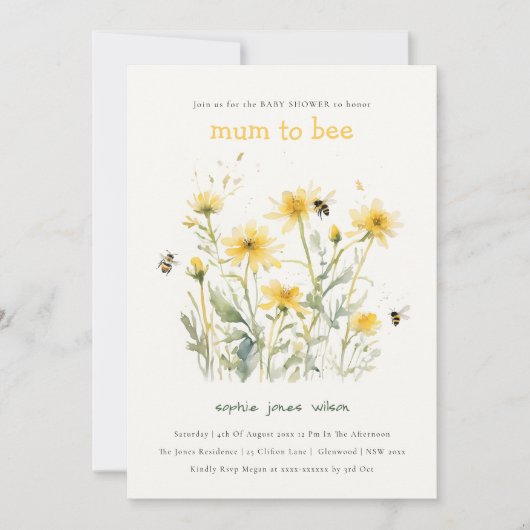 Gele Wildflower Mum om neutraal Baby shower te zij Kaart (Voorkant)