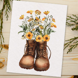 Gele Wildflower Wandelschoenen Outdoor Briefkaart