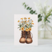 Gele Wildflower Wandelschoenen Outdoor Briefkaart (Staand voorkant)