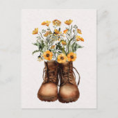 Gele Wildflower Wandelschoenen Outdoor Briefkaart (Voorkant)