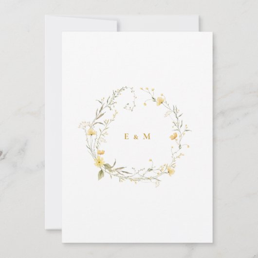 Gele Wildflower Waterverf bruiloft uitnodiging (Achterkant)