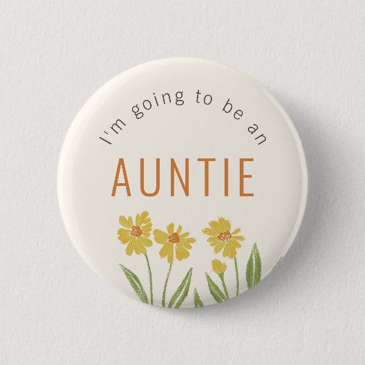 Gele Wildflower wordt een tante Ronde Button 5,7 Cm (Voorkant)