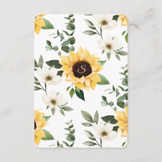 Gele Wildflower Zonnebloem Bloemen Boeken voor Bab Informatiekaartje (Achterkant)