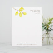 Gele wilgen catkins waterverf briefhoofd sjabloon (Staand voorkant)