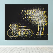 Gele winterbladeren Bomen Canvas Afdruk (Insitu (Houten vloer))