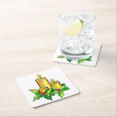 Gele winterpartij kartonnen onderzetters (Insitu)