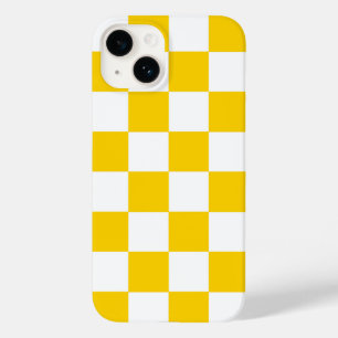 Gele wit geblokt dambordpatroon iPhone hoesje