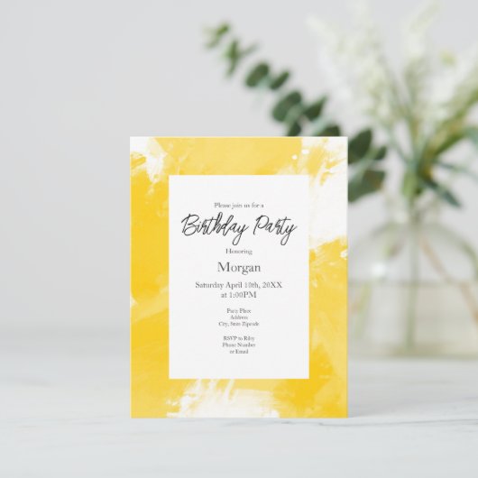 Gele witte Abstracte moderne penseelstreken Kaart (Staand voorkant)