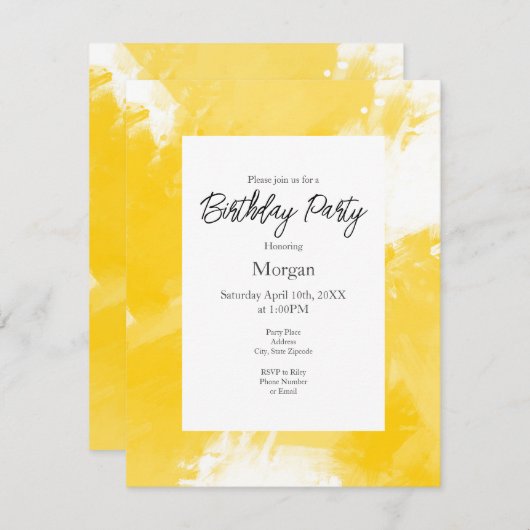 Gele witte Abstracte moderne penseelstreken Kaart (Voorkant / Achterkant)