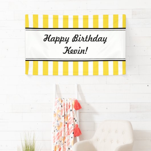 Gele witte bannerstripes spandoek (Insitu)