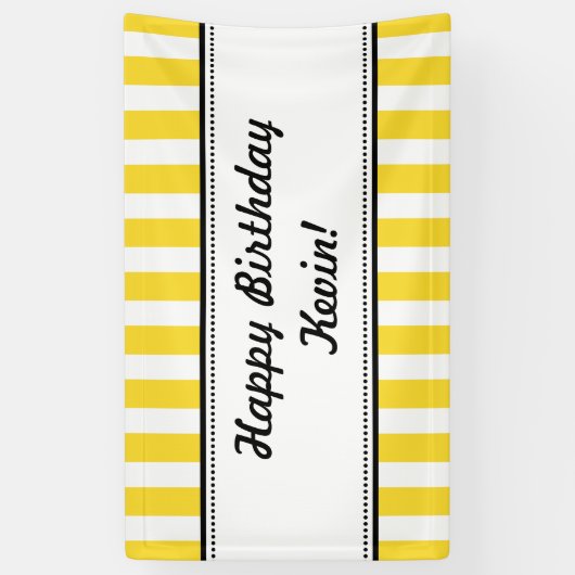 Gele witte bannerstripes spandoek (Verticaal)