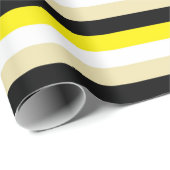 Gele, witte, beige en zwarte strepen cadeaupapier (Rol Hoek)