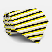 Gele, witte, beige en zwarte strepen stropdas (Opgerold)